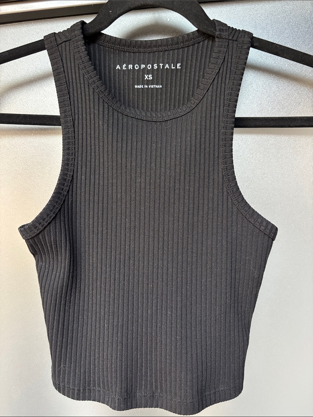 Aeropostale Black Ribbed Tank Crop Top